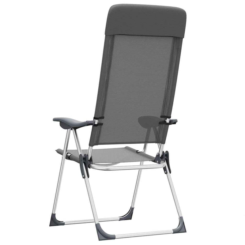Scaune de camping pliante, 2 buc, gri, aluminiu
