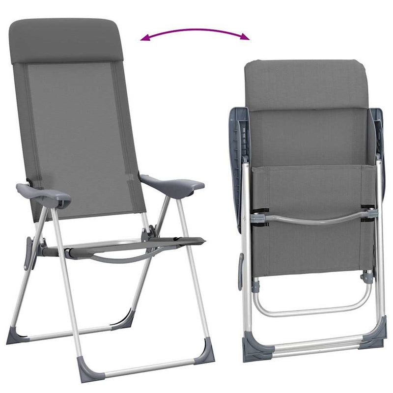 Scaune de camping pliante, 2 buc, gri, aluminiu