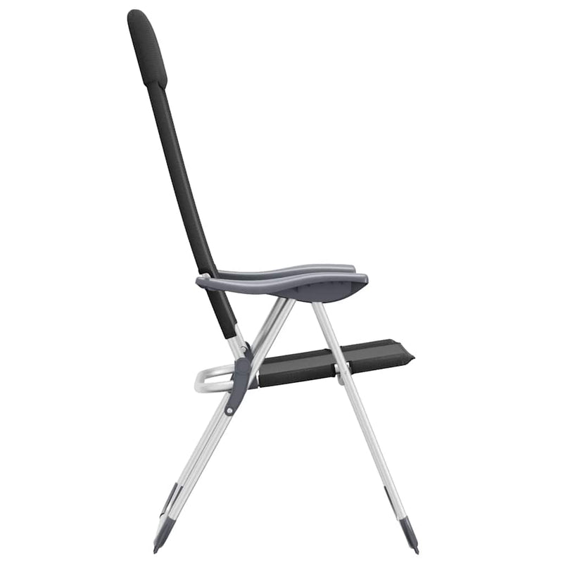 Scaune de camping pliante, 2 buc., negru, aluminiu