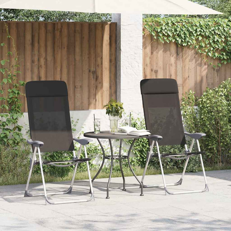 Scaune de camping pliante, 2 buc., negru, aluminiu