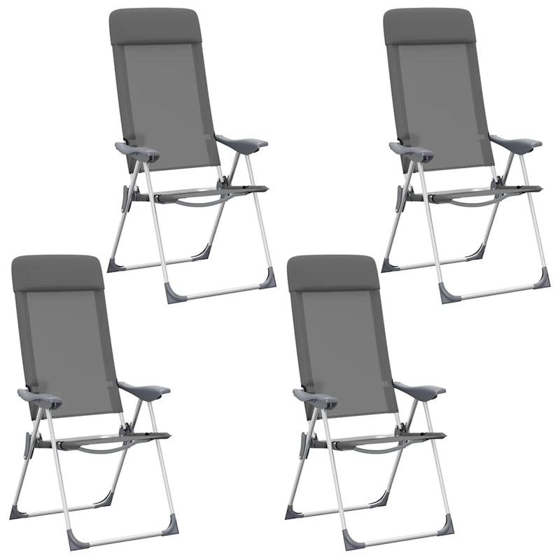 Scaune de camping pliante, 4 buc., gri, aluminiu