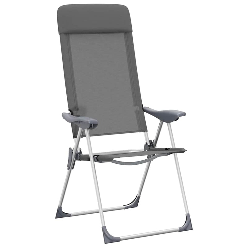 Scaune de camping pliante, 4 buc., gri, aluminiu