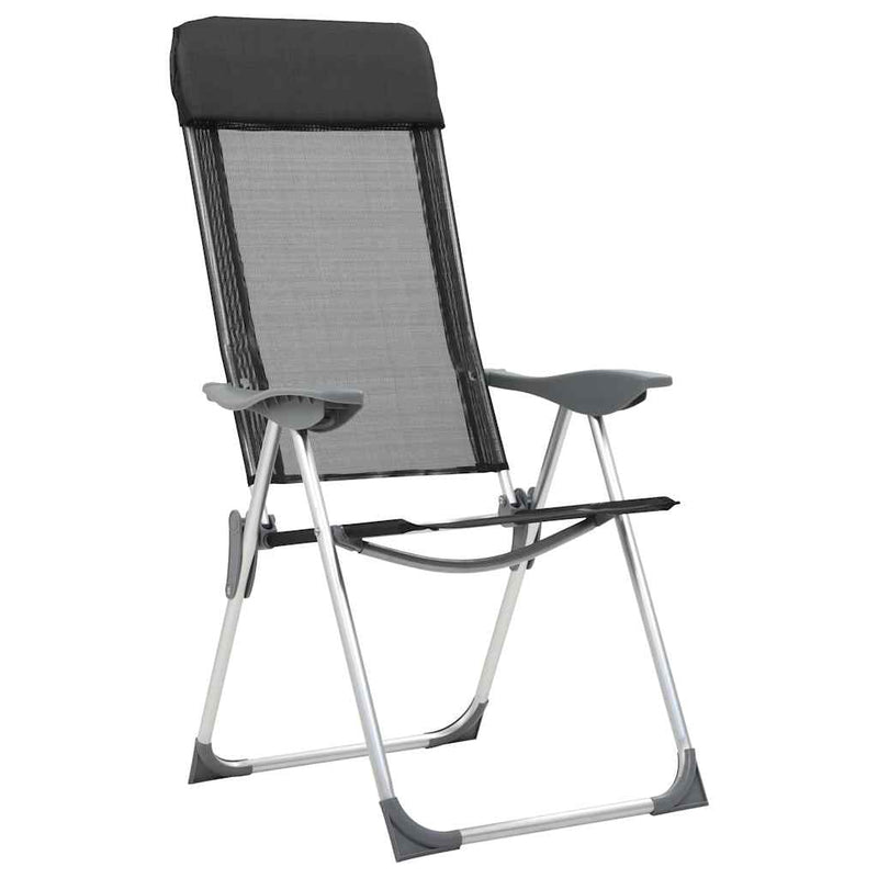 Scaune de camping pliante, 4 buc., negru, aluminiu