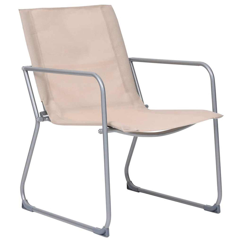 Set mobilier de grădină, 4 piese, crem, oțel și textil