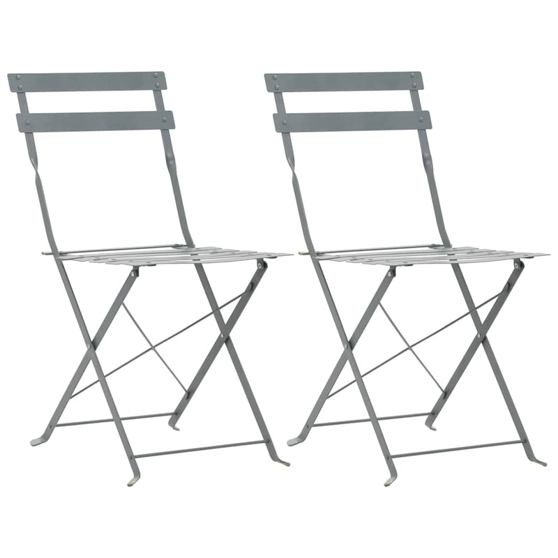 Set mobilier bistro, 3 piese, gri, oțel