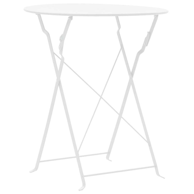 Set mobilier bistro, 3 piese, alb, oțel