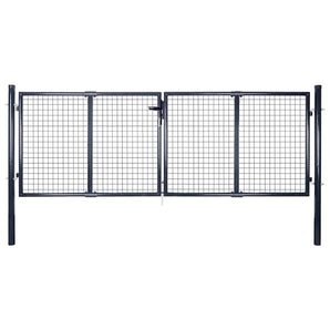 Poartă de grădină din plasă, oțel galvanizat, gri, 300x100 cm
