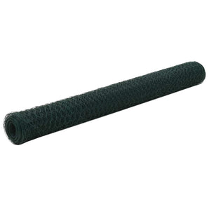 Plasă de sârmă găini, verde, 25 x 1,2 m, oțel cu înveliș PVC
