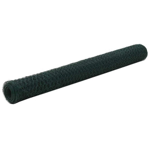 Plasă de sârmă găini, verde, 25 x 1,2 m, oțel cu înveliș PVC