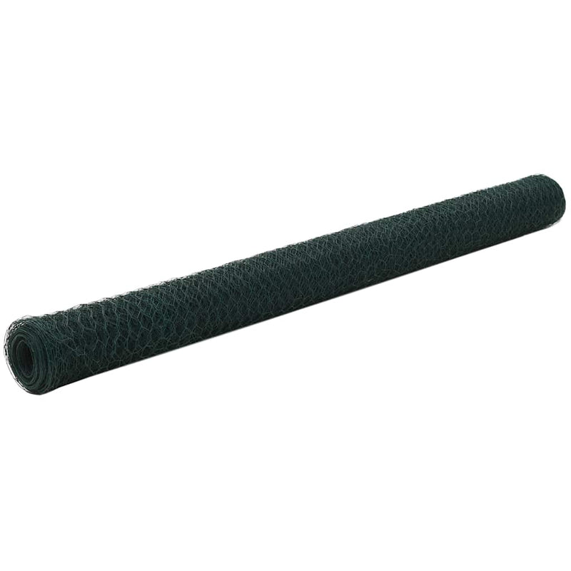 Plasă de sârmă găini, verde, 25 x 1,5 m, oțel cu înveliș PVC