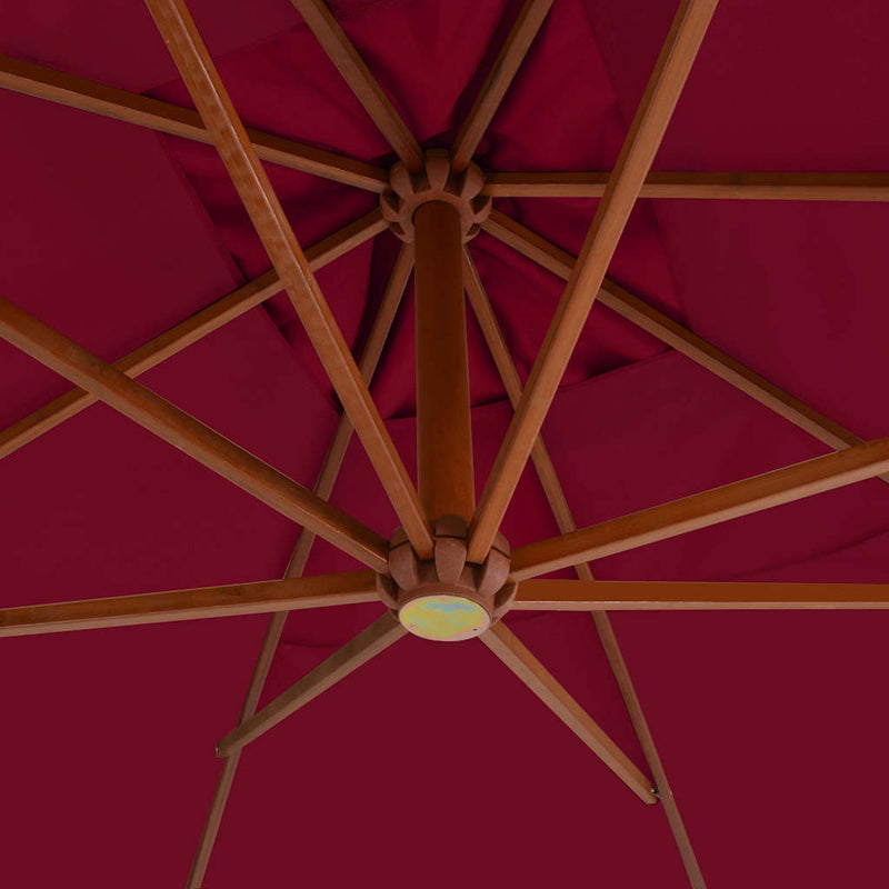 Umbrelă consolă de grădină cu stâlp din lemn, bordo, 400x300 cm
