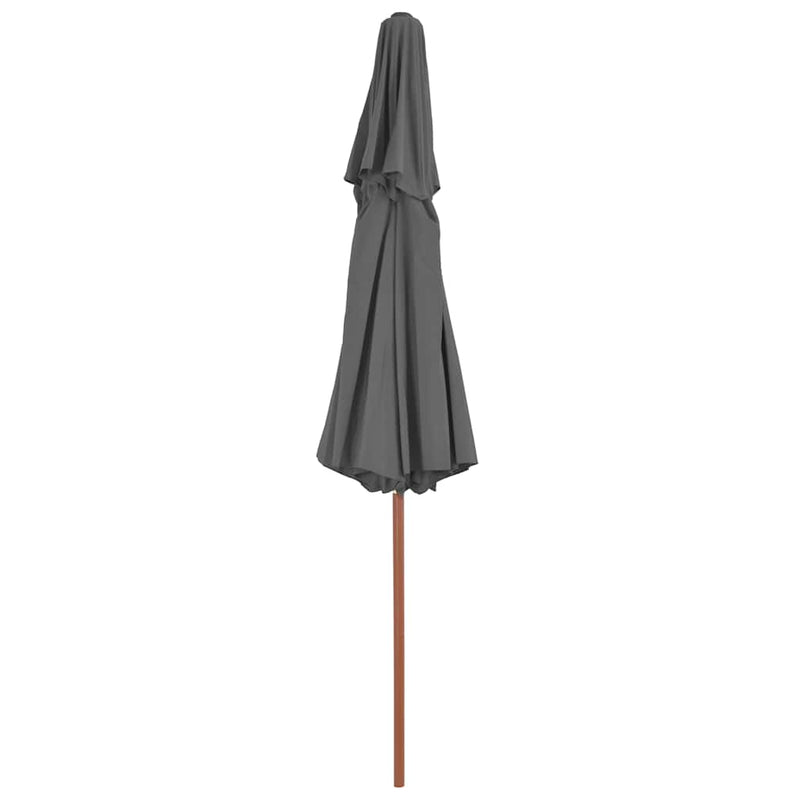 Umbrelă de soare dublă, stâlp din lemn, 270 cm, antracit