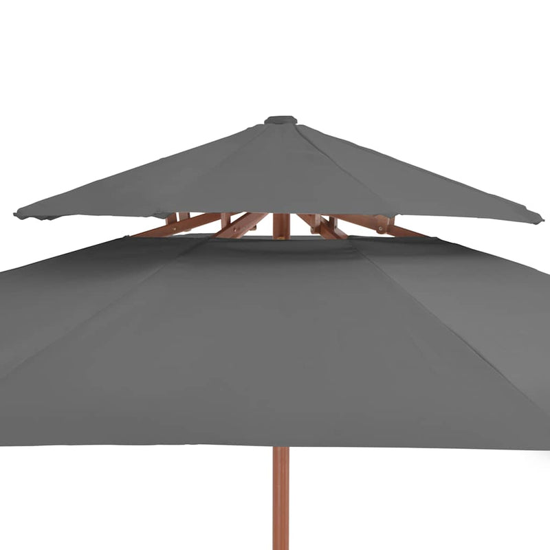 Umbrelă de soare dublă, stâlp din lemn, 270 cm, antracit