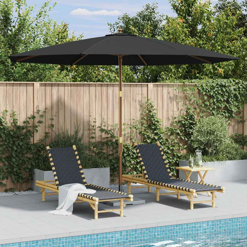 Umbrelă de soare de exterior, stâlp din lemn, antracit, 350 cm