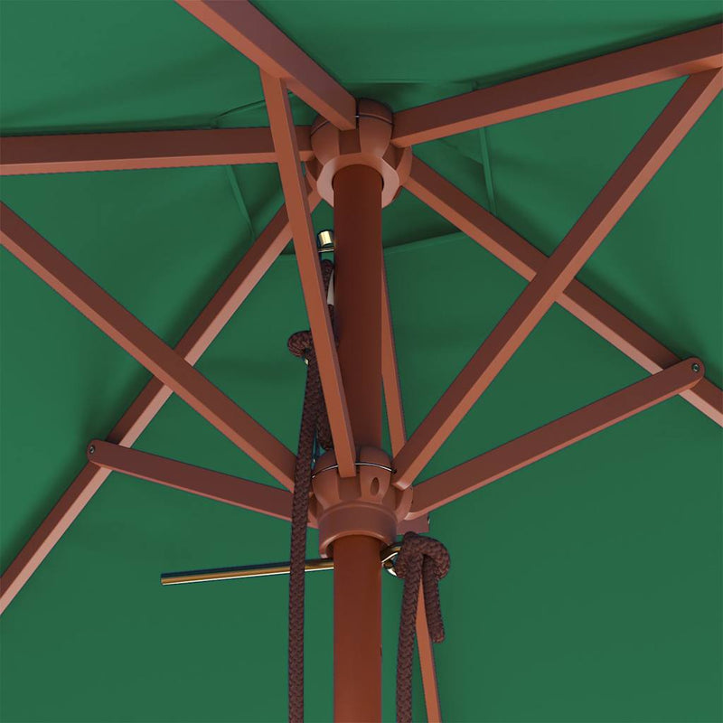 Umbrelă de soare, exterior, stâlp lemn, 150x200 cm, verde