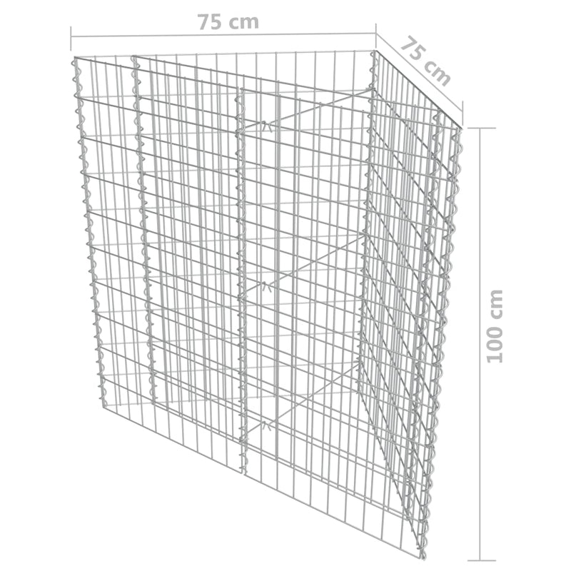 Strat înălțat gabion, 75x75x100 cm, oțel galvanizat