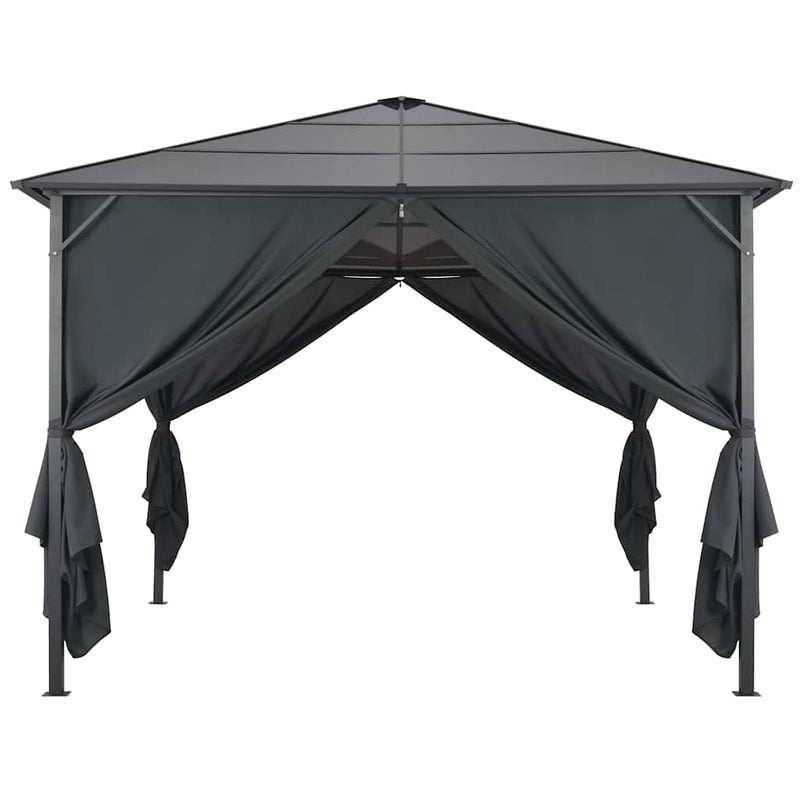 Pavilion cu perdea, negru, 3 x 3 m, aluminiu