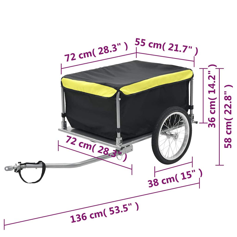 Remorcă de bicicletă, negru și galben, 65 kg