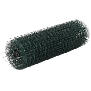 Plasă de sârmă găini, verde, 25 x 0,5 m, oțel cu înveliș PVC