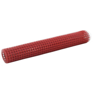 Plasă de sârmă găini, roșu, 25 x 1 m, oțel cu înveliș PVC