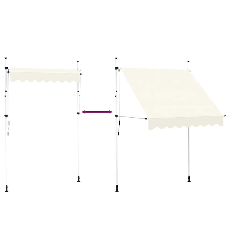 Copertină retractabilă manual, crem, 200 cm