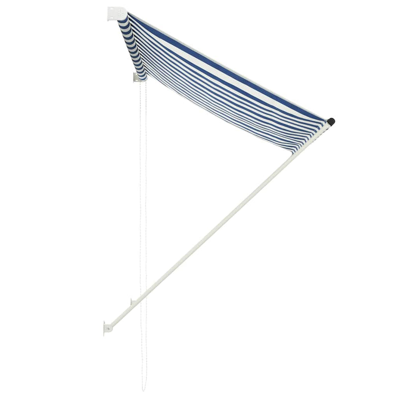 Copertină retractabilă, albastru și alb, 150 x 150 cm