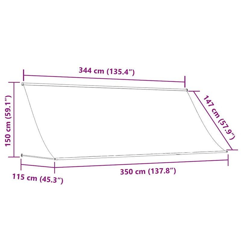 Copertină retractabilă, antracit, 350 x 150 cm