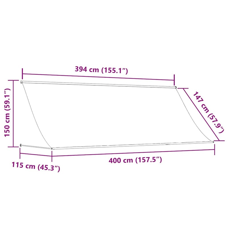 Copertină retractabilă, antracit, 400 x 150 cm