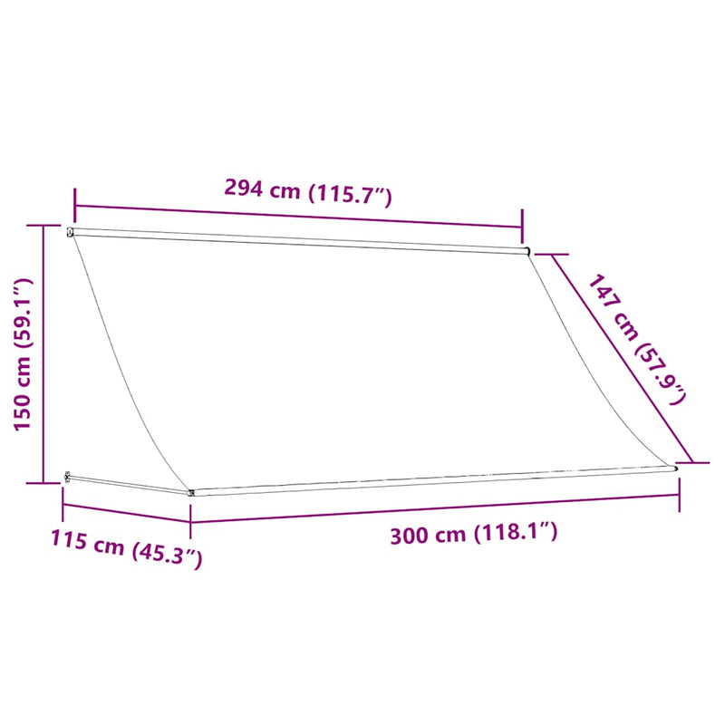 Copertină retractabilă, crem, 300 x 150 cm