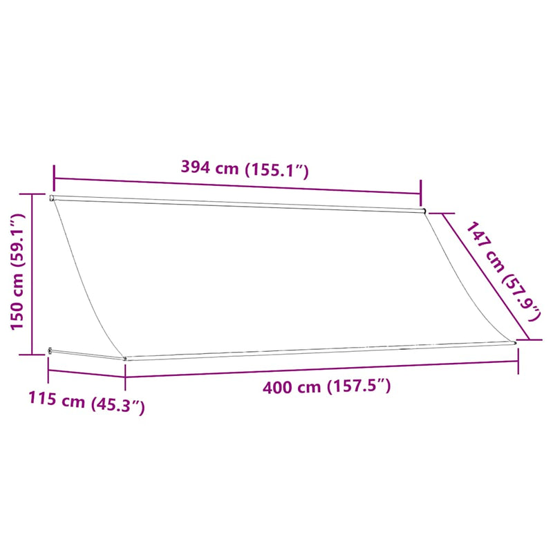 Copertină retractabilă, crem, 400 x 150 cm