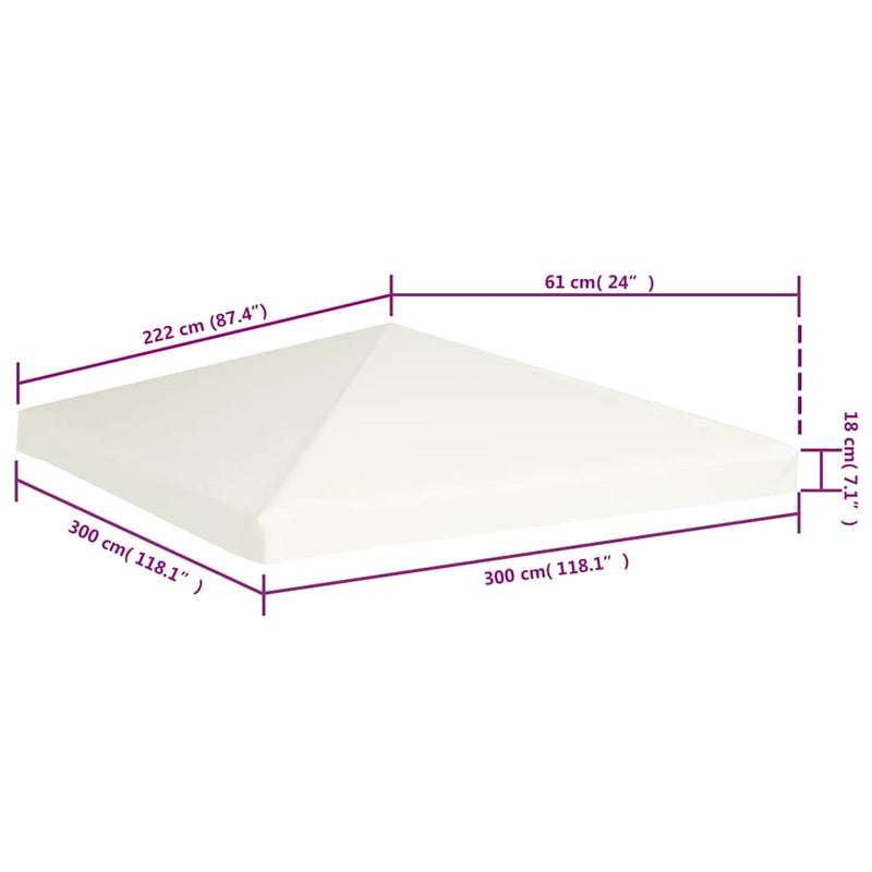 Acoperiș de pavilion, 310 g/m², alb crem, 3 x 3 m