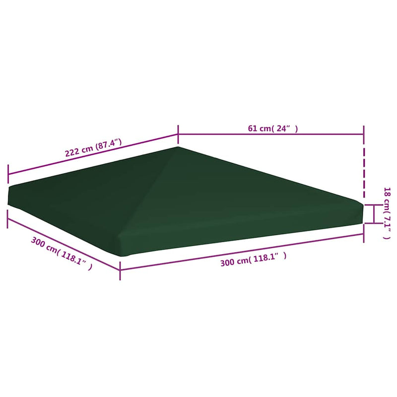 Acoperiș de pavilion, 310 g/m², verde, 3 x 3 m
