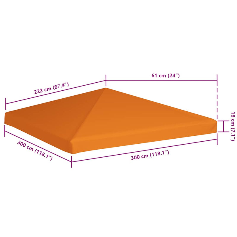 Acoperiș de pavilion, 310 g/m², portocaliu, 3 x 3 m