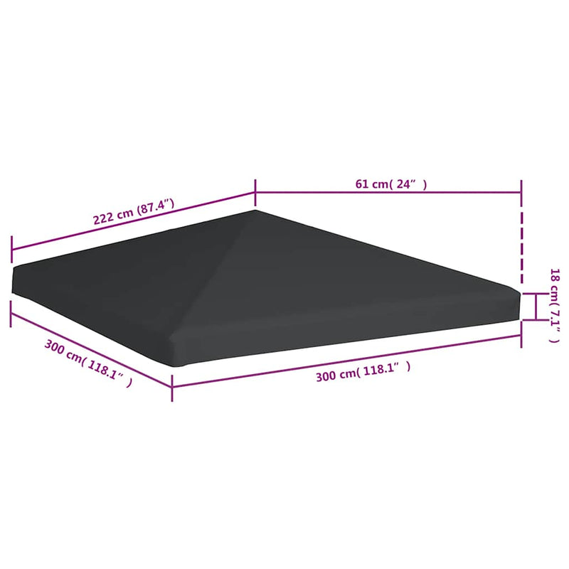 Acoperiș de pavilion, 310 g/m², gri, 3 x 3 m
