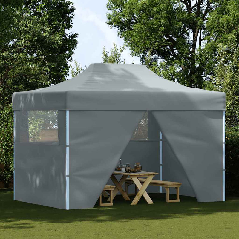 Cort pliabil pop up cu 4 pereți laterali, antracit, 3 x 4,5 m