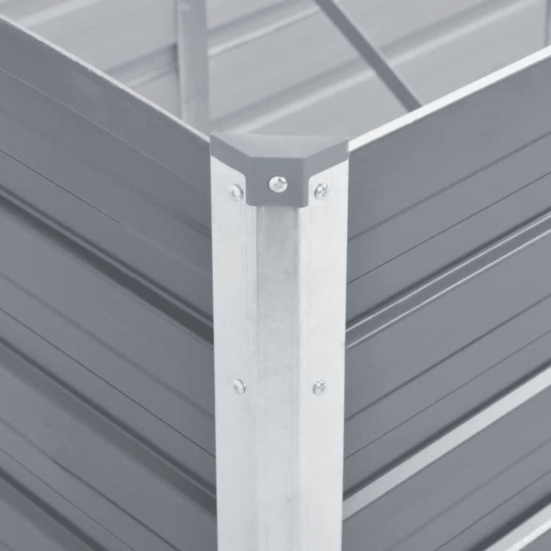 Strat înălțat de grădină, gri, 320x80x77 cm, oțel galvanizat