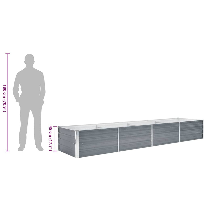 Strat înălțat de grădină, gri, 320 x 80 x 45 cm oțel galvanizat