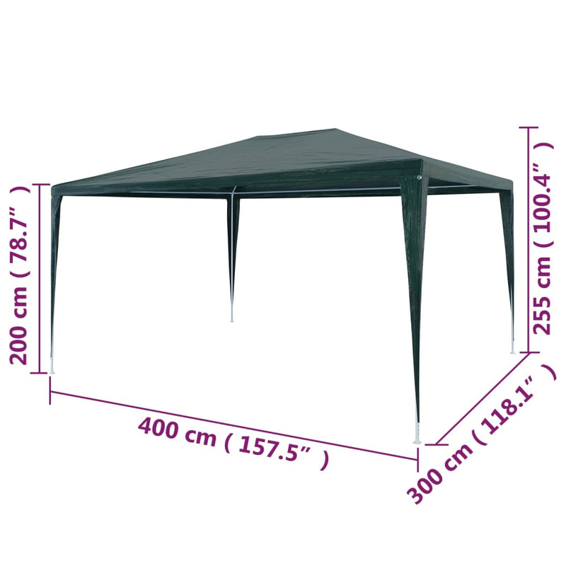Cort de petrecere, verde, 3 x 4 m, PE