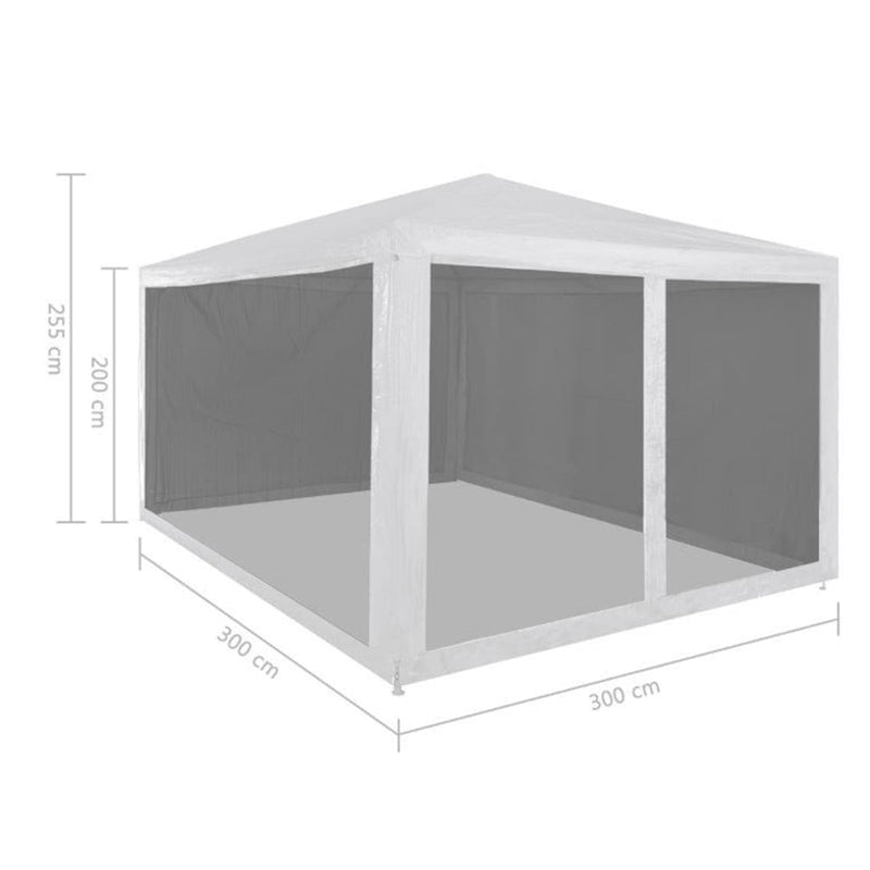 Cort pliabil de petrecere cu 4 pereți din plasă, 3 x 3 m