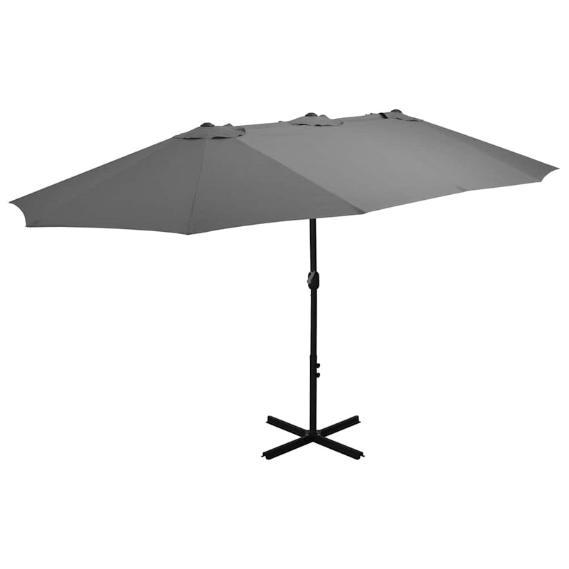 Umbrelă de soare cu stâlp din aluminiu, antracit, 460x270 cm
