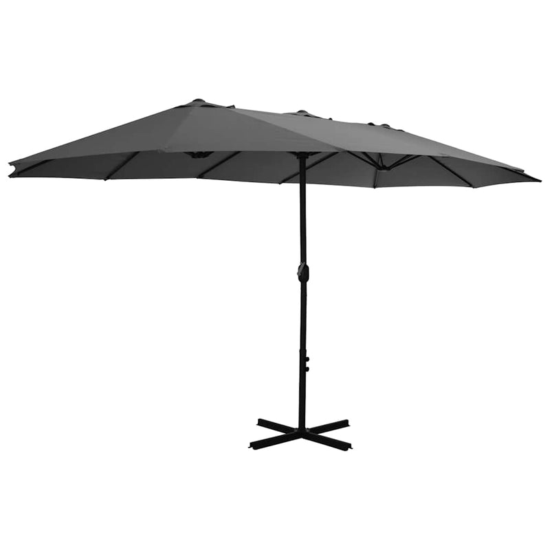 Umbrelă de soare cu stâlp din aluminiu, antracit, 460x270 cm