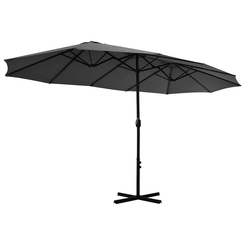 Umbrelă de soare cu stâlp din aluminiu, antracit, 460x270 cm