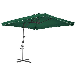 Umbrelă de soare de exterior, stâlp din oțel, verde, 250x250 cm