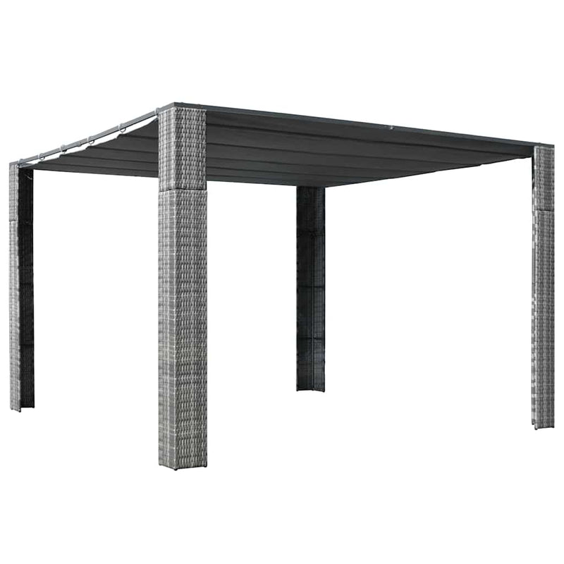 Pavilion cu acoperiș, gri/antracit, 300x300x220 cm, poliratan
