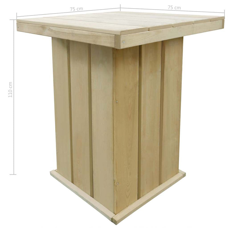 Masă de bar, 75 x 75 x 110 cm, lemn de pin tratat