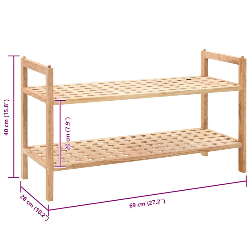 Pantofar din lemn solid de nuc, 69 x 26 x 40 cm