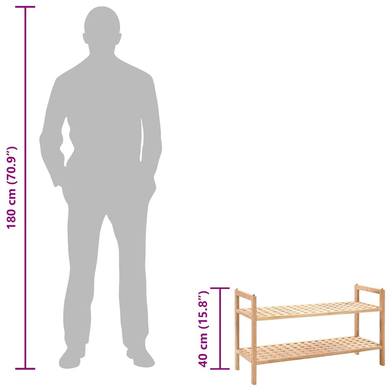 Pantofar din lemn solid de nuc, 69 x 26 x 40 cm