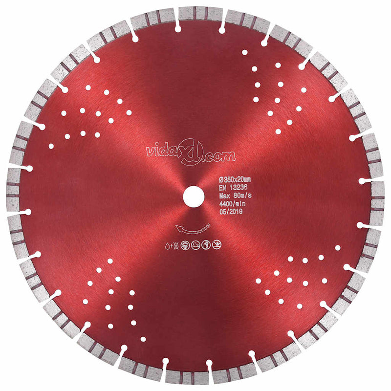Disc diamantat de tăiere cu segmente turbo și găuri oțel 350 mm