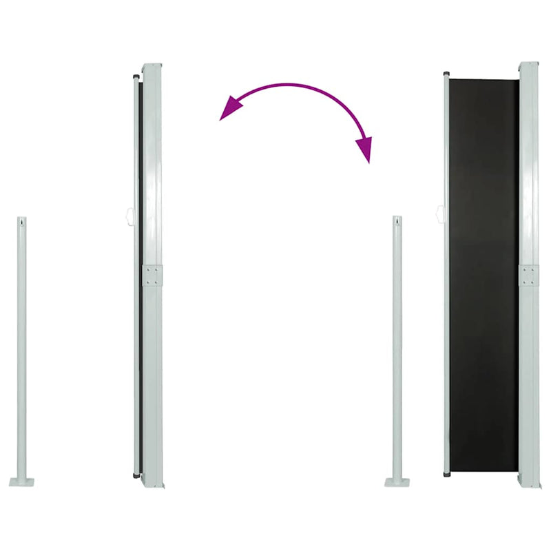 Copertină laterală retractabilă, negru, 160x514 cm