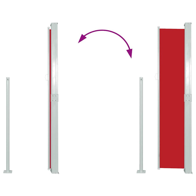 Copertină laterală retractabilă, roșu, 160x500 cm